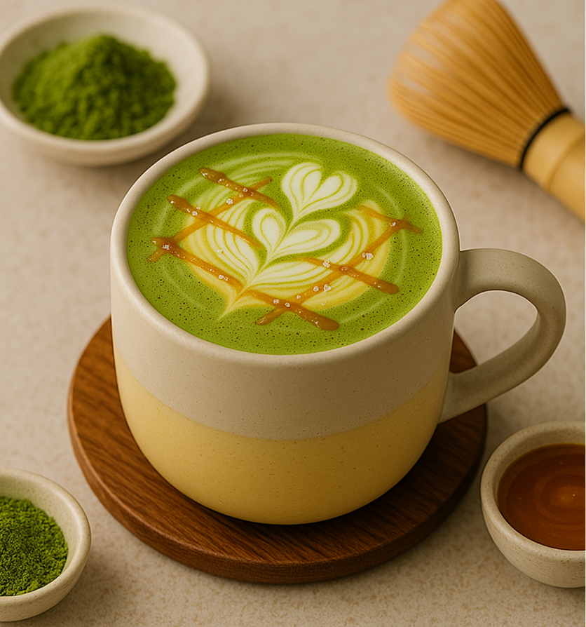 Salted Caramel Matcha Latte - Teacle 